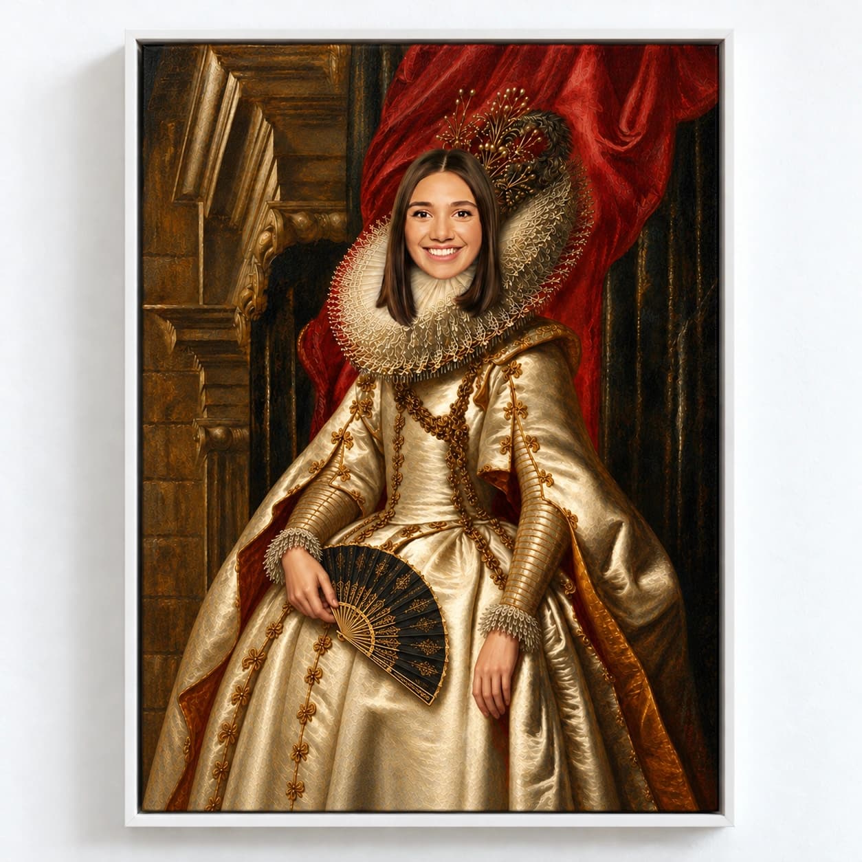 Her Majesty: white floating frame