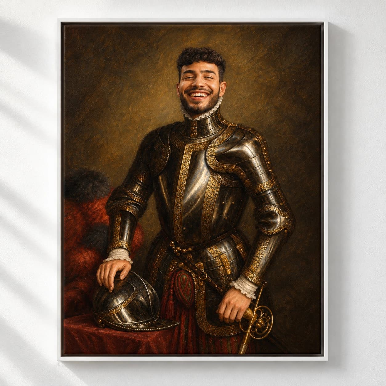 The Knight: white floating frame
