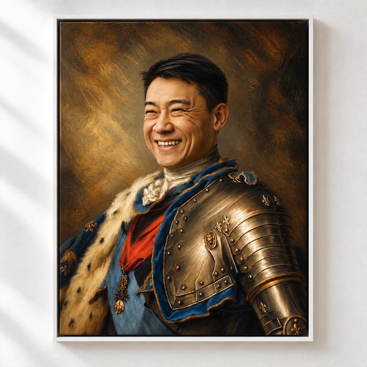 The Knight King: white floating frame