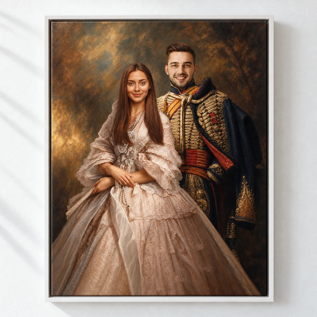 The Lieutenant and The Empress - Custom Couple Portraits: white floating frame